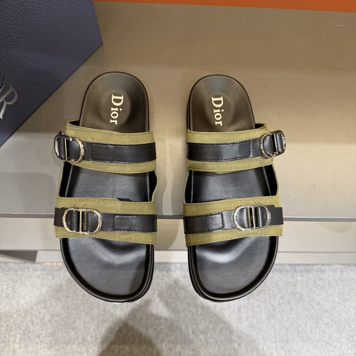 Dior Two-Strap Buckle Slide Sandals
