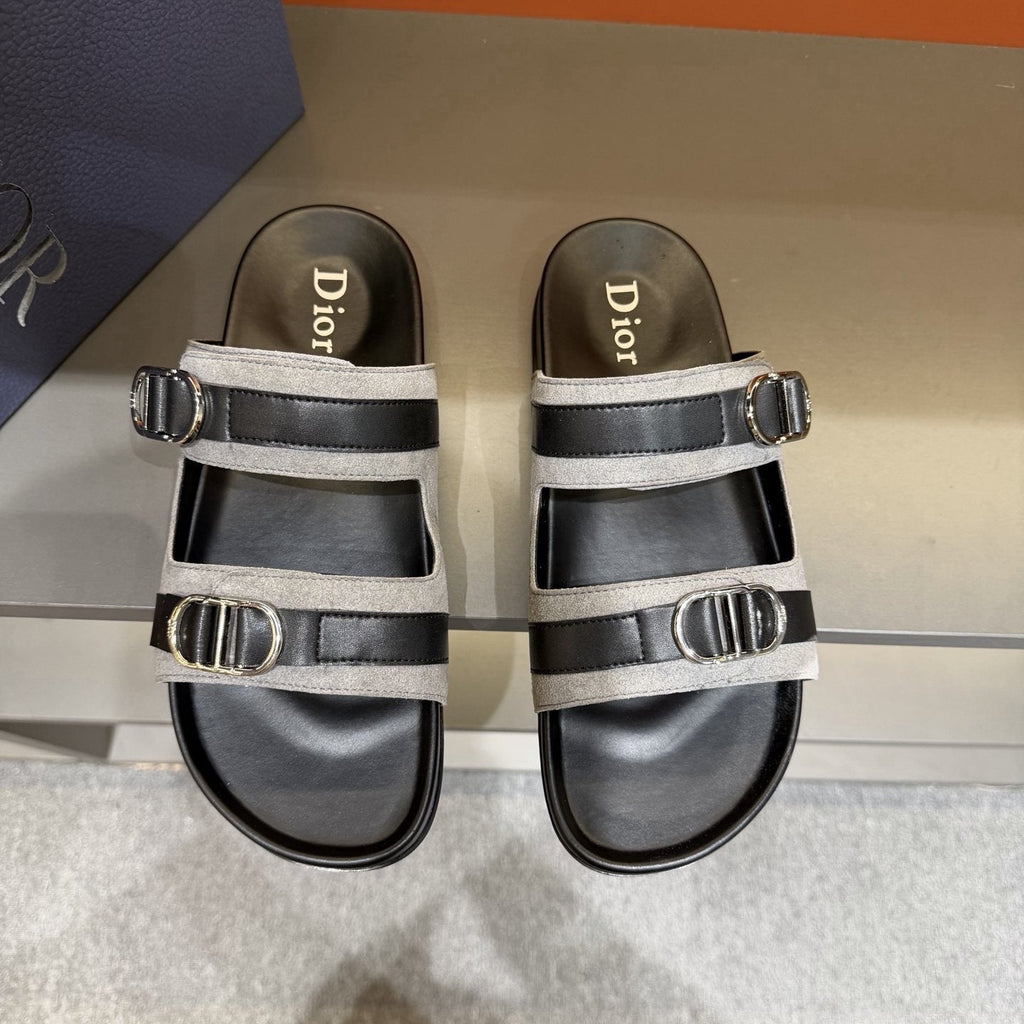 Dior Two-Strap Buckle Slide Sandals