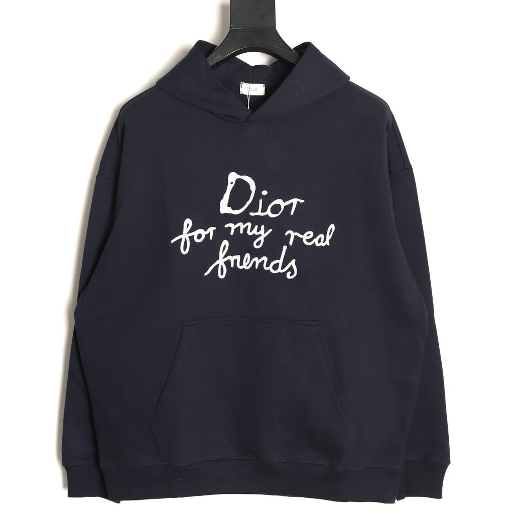 Dior “For My Real Friends” Slogan Hoodie - Black