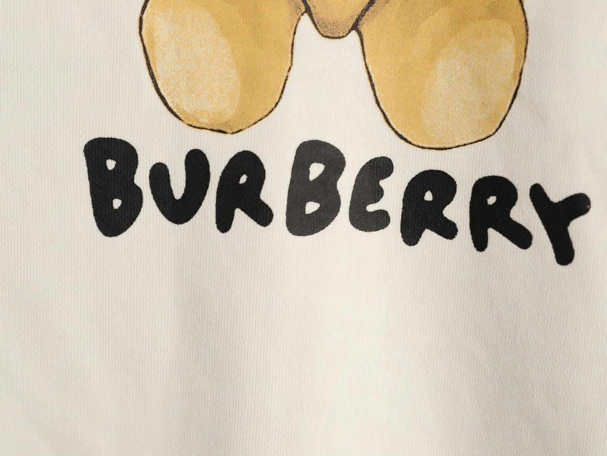 Burberry Teddy Bear Lettering Crewneck Sweatshirt - Cream