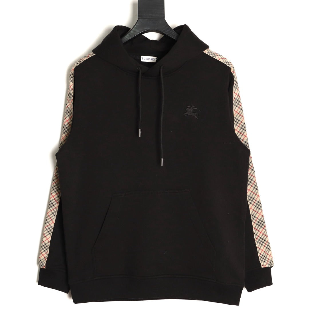 Burberry Check Tape Pullover Hoodie - Black