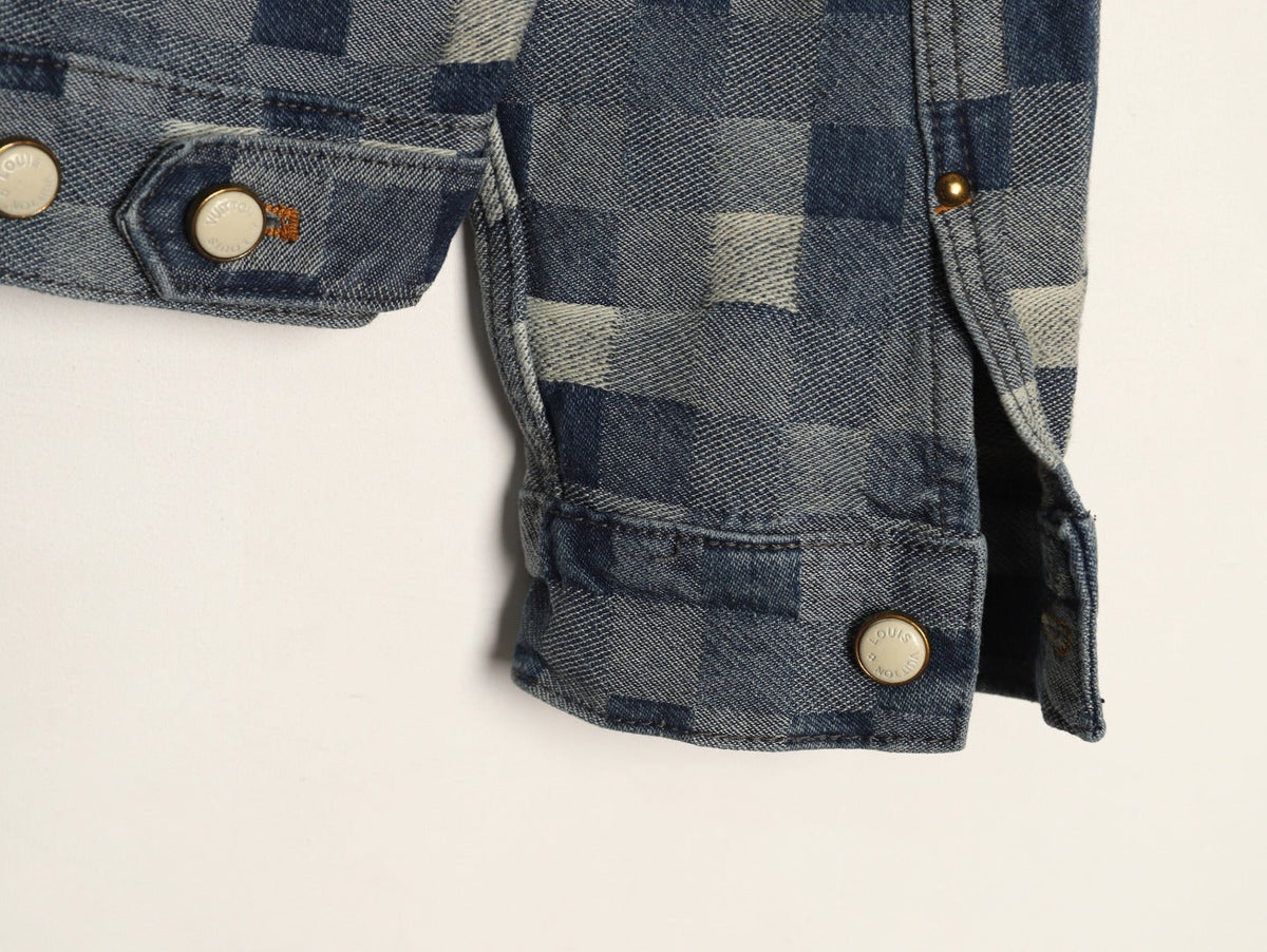 Louis Vuitton Mosaic-Style Denim Jacket - Gray and Black